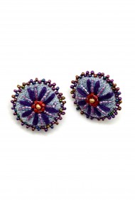 Embroidered Denim Daisy Studs